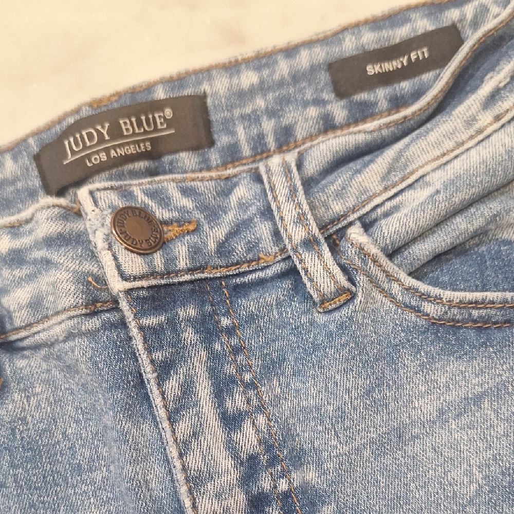 Judy Blue LtBlue Acid Washed Skinny High Rise Jeans Sz 9/29 80s Vibes Denim Slim
